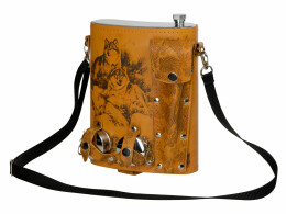 Разное Набор «Подарочный»: фляга 511/2 (рыжая кожа), 2л+2 стаканчика+2 вилки