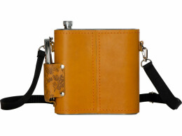 Разное Набор «Подарочный»: фляга 510/2(рыжая кожа), 1,5 л+ 2 стаканчика+нож