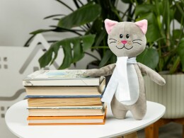 Разное Мягкая игрушка Beastie Toys, котик с белым шарфом