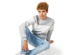 US Basic Свитшот блокинг «Edinburgh», серый меланж/белый, мужской