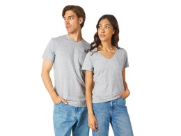 US Basic Футболка "Heavy Super Club N" женская с V-образным вырезом, серый меланж