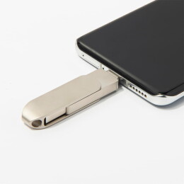 Happy gifts USB flash-карта CIRCLE OTG Type-C (32Гб), серебристая, 6,5х1,5х0,82 см, металл