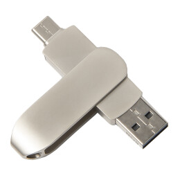 Happy gifts USB flash-карта CIRCLE OTG Type-C (8Гб), серебристая, 6,5х1,5х0,82 см, металл