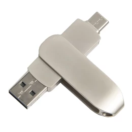 Happy gifts USB flash-карта CIRCLE OTG Type-C (8Гб), серебристая, 6,5х1,5х0,82 см, металл