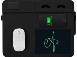 Q jet Многофункциональный коврик для мыши «Multi Pad» с беспроводной зарядкой и LCD экраном, 10 Вт, черный