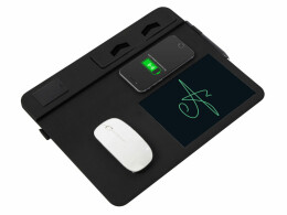 Q jet Многофункциональный коврик для мыши «Multi Pad» с беспроводной зарядкой и LCD экраном, 10 Вт, черный
