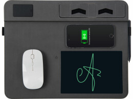 Q jet Многофункциональный коврик для мыши «Multi Pad» с беспроводной зарядкой и LCD экраном, 10 Вт, черный