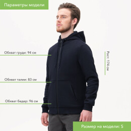 Portobello Трикотаж Толстовка на молнии с капюшоном MATEO, темно-синяя, размер XXXL