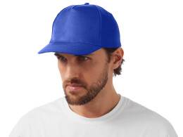 US Basic Бейсболка "Poly" 5-ти панельная 120 гр, кл.синий