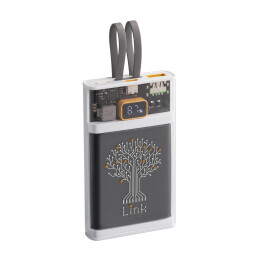 mid-oceangift Зарядное (22.5W) устройство "Link" 10000 mAh с прозрачным корпусом, цифровым индикатором заряда и встроенными Type-C/Lightning кабелями