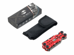 Stinger Мультитул Stinger, 105x40 мм, 13 функций, сталь, красно-серебристый, в комплекте нейлоновый чехол