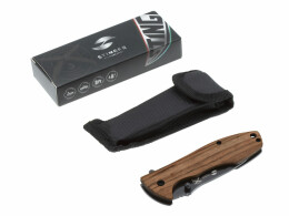 Stinger Нож складной Stinger, 80 мм, (чёрный), материал рукояти: сталь/эбеновое дерево (коричневый)