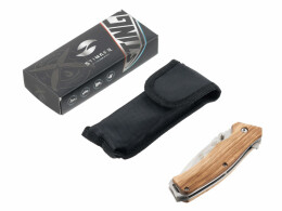 Stinger Нож складной Stinger, 110 мм, (серебристый), материал рукояти: дерево/сталь (светло-коричневый)