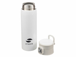 Stinger Термокружка Stinger, 0,42 л, сталь/пластик/силикон, белый, 6,5 x 7,5 x 21,9 см