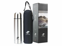 Stinger Термос Stinger с чехлом, 1 л, узкий, сталь/кожзаменитель, с чехлом, серебристый, 8,6 х 8,6 х 31,4 см