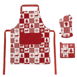 Happy gifts Подарочный набор для кухни "Новогодний",хлопок 100%, фартук и прихватки