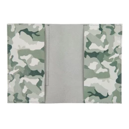Rusgifts Обложка для паспорта,"Military",серый камуфляж, кожа натуральная 100%