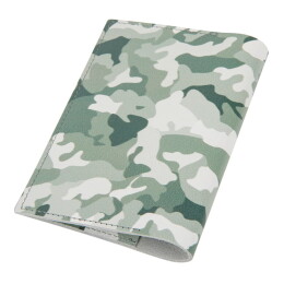 Rusgifts Обложка для паспорта,"Military",серый камуфляж, кожа натуральная 100%