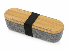 Разное Пенал с линейкой и подставкой для телефона из бамбука "Haruki", серый