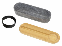 Разное Пенал с линейкой и подставкой для телефона из бамбука "Haruki", серый