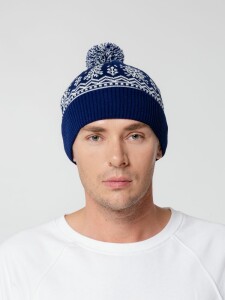 teplo Шапка Elnik, синяя с молочно-белым