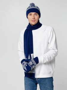 teplo Шапка Elnik, синяя с молочно-белым
