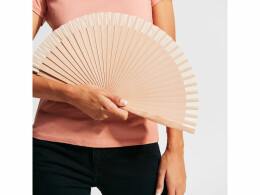 Разное Деревянный веер с хлопчатобумажной тканью ZANTE, бежевый
