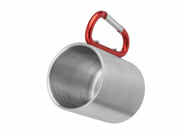 Разное Кружка GUAYA с ручкой карабином, 230 мл, серебристый/красный