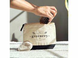 Разное Косметичка DOEL из хлопка плотностью 280 г/м2, бежевый/черный