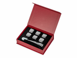 Master of Wine Набор для виски со стальными охлаждающими камнями, щипцами, мешочком в коробке, кашированной картоном.