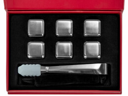 Master of Wine Набор для виски со стальными охлаждающими камнями, щипцами, мешочком в коробке, кашированной картоном.