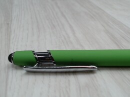 Разное Ручка металлическая soft-touch шариковая со стилусом «Sway», зеленое яблоко/серебристый (P)