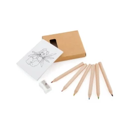 Happy gifts Набор цветных карандашей с раскрасками и точилкой, 7,4х9х1,5см, дерево, картон, бумага