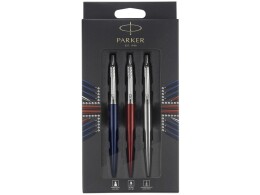 Parker Набор Parker Jotter London Trio: гелевая ручка Red CT + шариковая ручка Blue CT + карандаш Stainless Steel CT