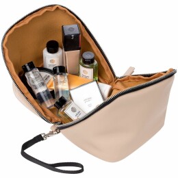 Very Marque Дорожная косметичка Cubo, бежевая с логотипом