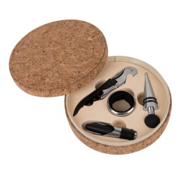 Happy gifts Набор для вина "Cork" (4 предмета); 15х4см; искусственная кожа, металл; лазерная гравировка