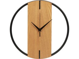 Разное Деревянные часы с металлическим ободом, диаметр 30 см, "Time Wheel", натуральный/черный