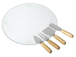 Eat&Bite Набор для сыра с круглой стеклянной доской 5в1