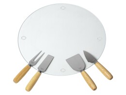 Eat&Bite Набор для сыра с круглой стеклянной доской 5в1