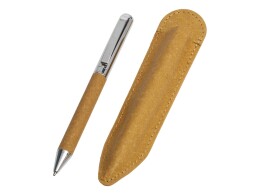 Savio Шариковая ручка из переработанной стали и переработанной кожи "Venera", коричневая