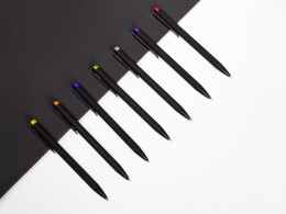Разное Ручка металлическая шариковая "Taper Metal" софт-тач с цветным зеркальным слоем, черный с серебристым