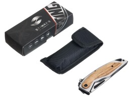 Stinger Нож складной Stinger, 120 мм, (черный/серебристый), материал рукояти: нержавеющая сталь/дерево