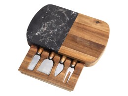 Eat&Bite Select Набор для сыра в подарочной коробке из акации и мрамора "Date" (P)