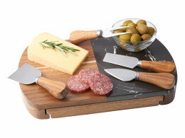 Eat&Bite Select Набор для сыра в подарочной коробке из акации и мрамора "Date" (P)