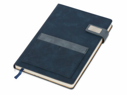 Lettertone Бизнес блокнот А5 "Freya" с клапаном и карманом для визиток, твердая обложка, 128 листов, синий и темно