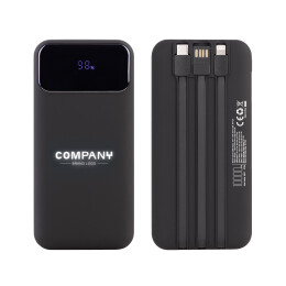 mid-oceangift Зарядное (22.5W) устройство "Grade SOFTTOUCH" 10000 mAh с подсветкой логотипа, встроенными кабелями и цифровым индикатором заряда