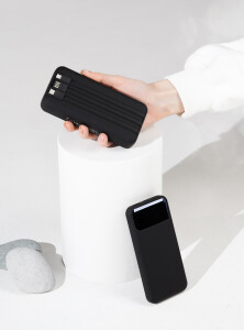 mid-oceangift Зарядное (22.5W) устройство "Grade SOFTTOUCH" 10000 mAh с подсветкой логотипа, встроенными кабелями и цифровым индикатором заряда