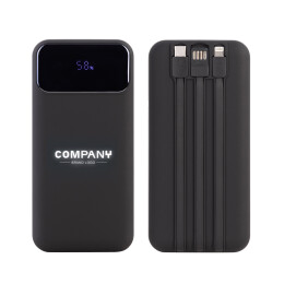 mid-oceangift Зарядное (22.5W) устройство "Top Grade SOFTTOUCH" 20000 mAh с подсветкой логотипа, встроенными кабелями и цифровым индикатором заряда