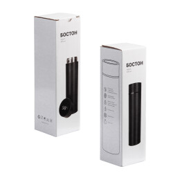 SOFTOUCH Термос "Бостон next" 500 мл с индикацией температуры, soft touch, сменная батарейка черный