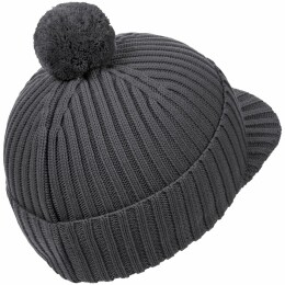 teplo Вязаная шапка с козырьком Peaky, серая (антрацит)